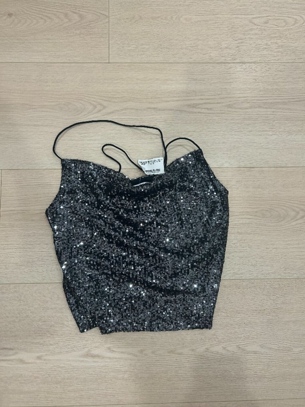Steve Madden Sequins Criss Cross Tank Top